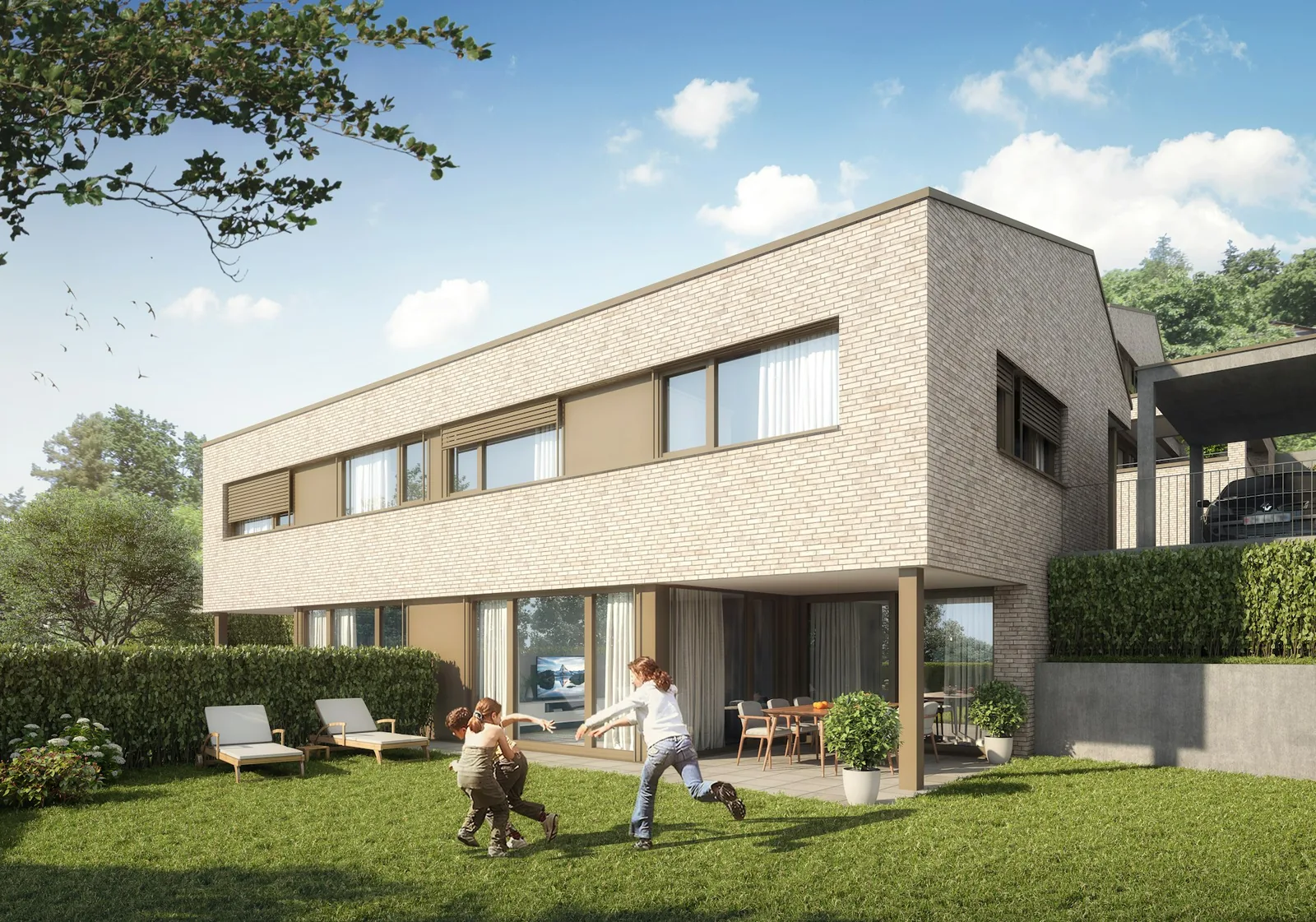 Architekturvisualisierung der Doppeleinfamilienhäuser im Eglipark