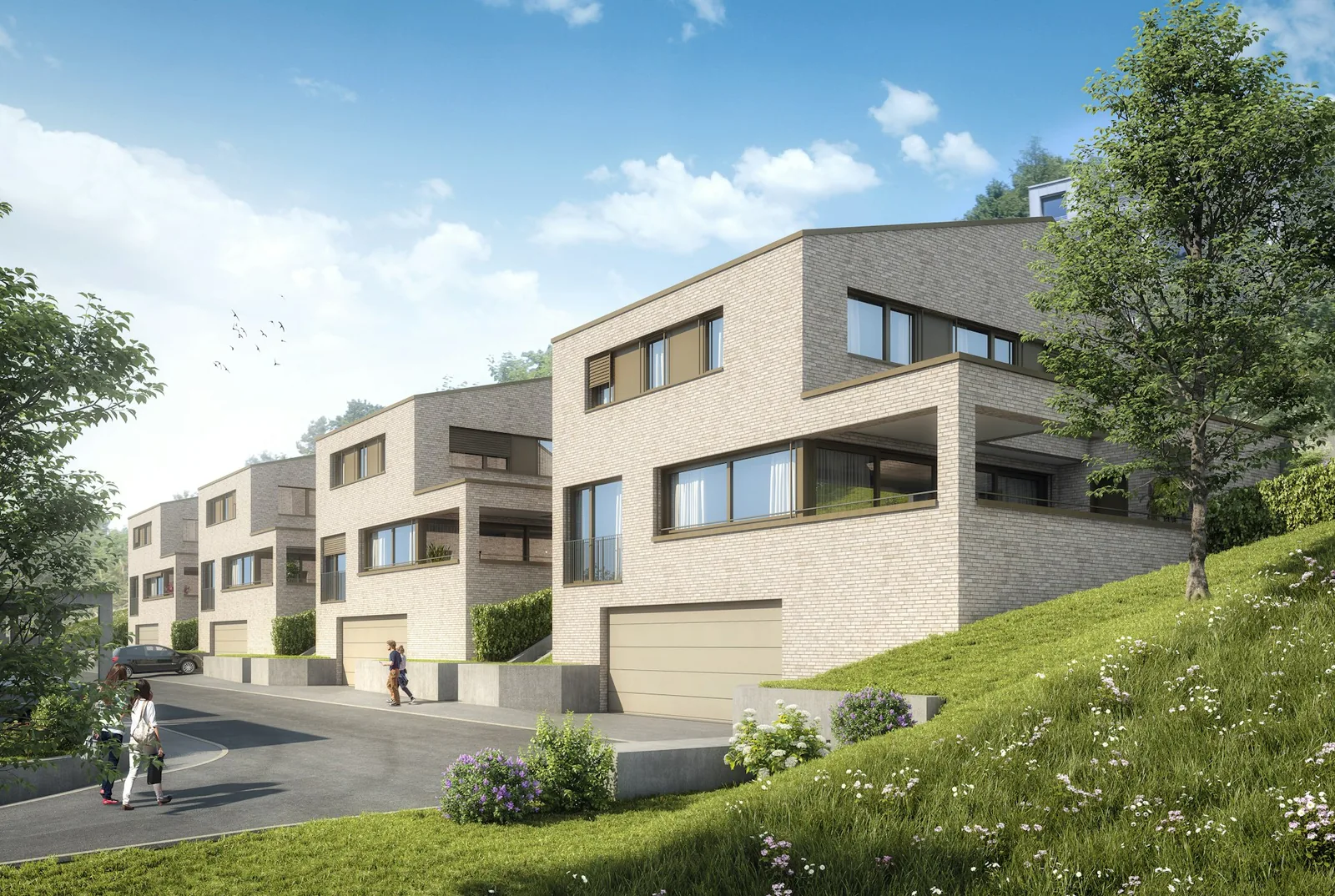 Architekturvisualisierung der Einfamilienhäuser im Eglipark
